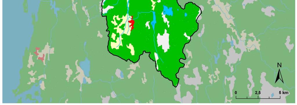 Koska suurin osa vesistöalueen asukkaista asuu Kristiinankaupungin rajojen sisällä, esitetään taulukossa 3 väestön määrä vuonna 2009 ja väestöennuste vuodelle 2025 ainoastaan Kristiinankaupungin