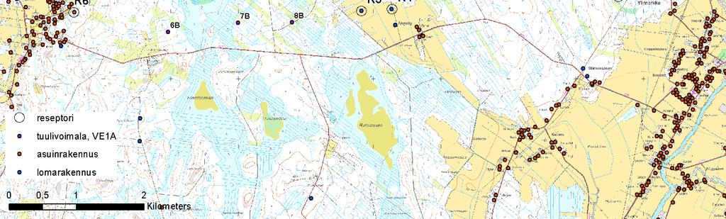 Toiminta-aikaa laskettaessa on oletettu, että tuulivoimalat toimivat tuulen nopeuden ollessa napakorkeudella vähintään 3 m/s [7]. Taulukko 4.2.1.