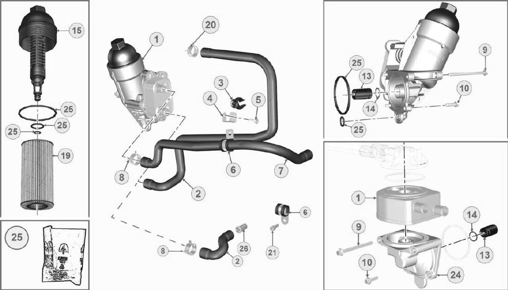 3.17 Öljyn jäähdytin / Oil cooler / LM 387 spare parts catalogue Part no Kit Incl.