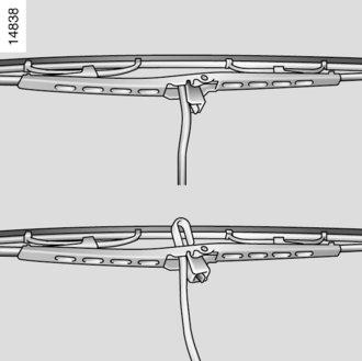 LASINPYYHKIMET D 2 3 4 Tuulilasinpyyhkimien sulkien vaihto 1 Sytytysvirran ollessa katkaistuna, nosta tuulilasinpyyhkimen varsi 3 irti lasista.