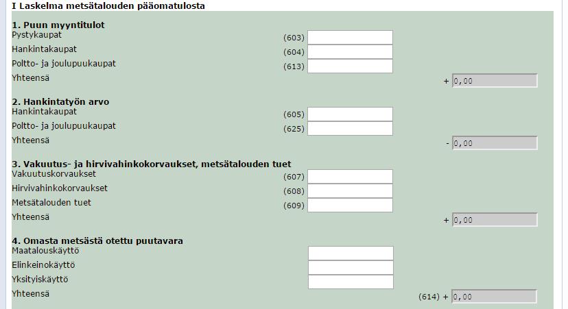 Tietojen syöttäminen Merkitse tiedot oikeisiin kohtiin. Lomake lisää ja miinustaa tulot automaattisesti puolestasi.