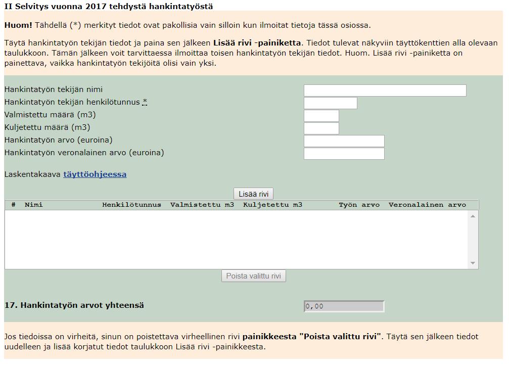 Jos verovuonna on tehty hankintatyötä, lisää jokainen työn tekijä erikseen.