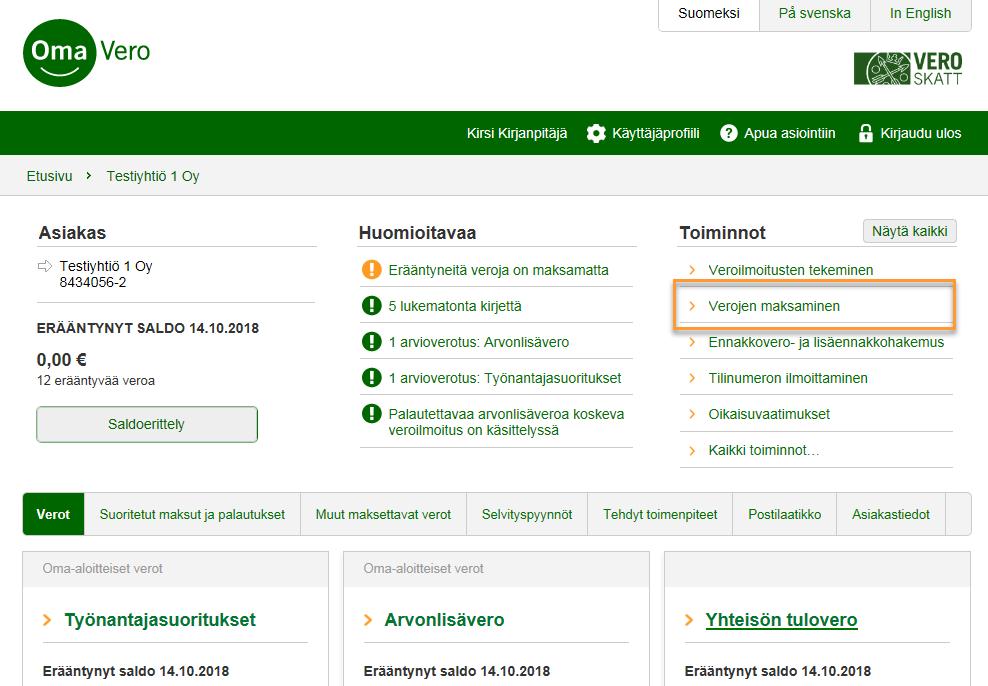 Pääset maksamaan veroja OmaVerossa