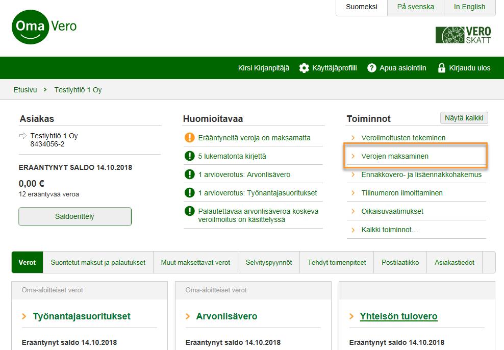 Pääset maksamaan veroja OmaVerossa