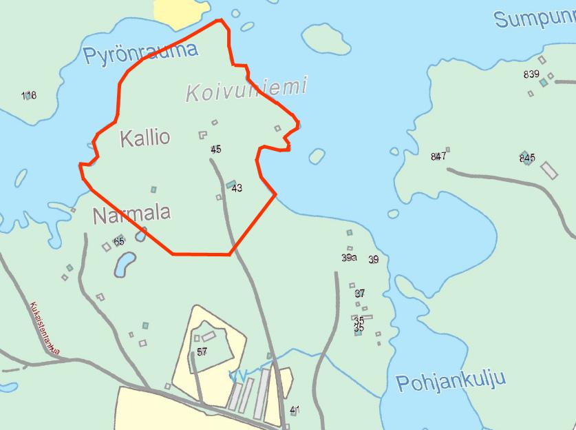 2 SUUNNITTELUALUE Rantakaavan muutos laaditaan kartassa osoitetulle alueelle, jonka koko on noin 5,5 ha.