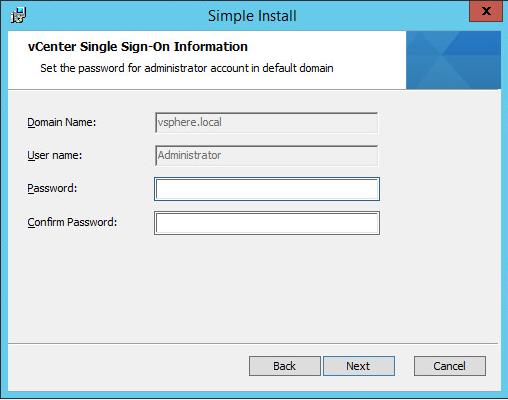 8.4 vcenter Single Sign-On-asennus Asennusprosessi alkoi vcenter Single Sign-On (SOO) palvelulla.