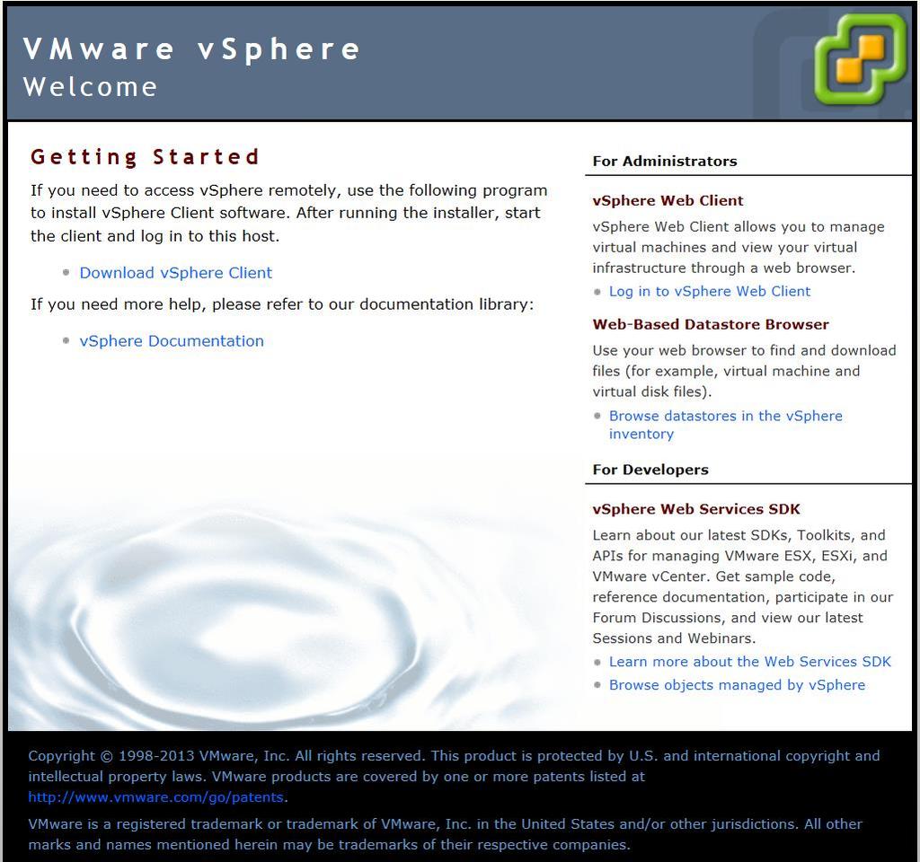 Liite 2. Kirjautumisohje vsphere Web Clienttiin 1. Mene selaimella (Firefox) osoitteeseen 172.28.230.26. 2. Valitse Log in to vsphere Web Client. 3.