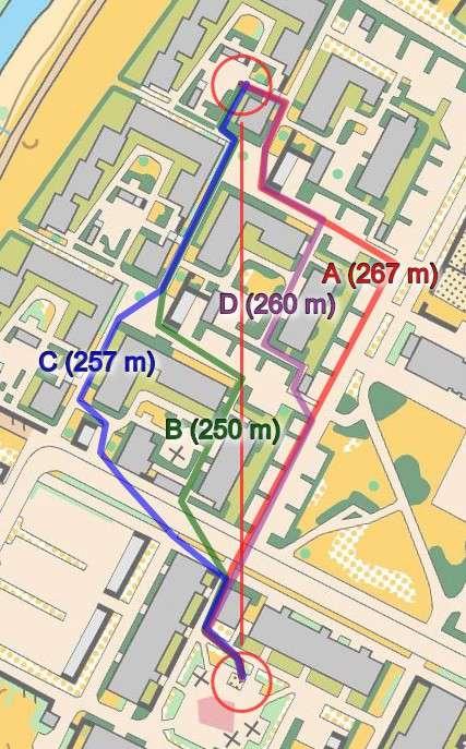 Rata F / 11-12 Kannelniityn läpijuoksu B on pienistä mutkistaan huolimatta nopeampi kuin A, jossa on oltava tarkkana, että jättää pysäköintialueen oikeassa kohdassa.