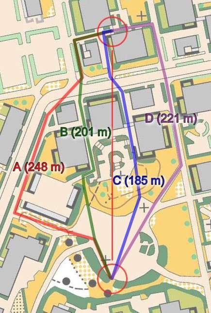 Rata F / 7-8 Pasuunapuiston halkijuoksu Nykytilanteessa A ja D ovat rautaa.