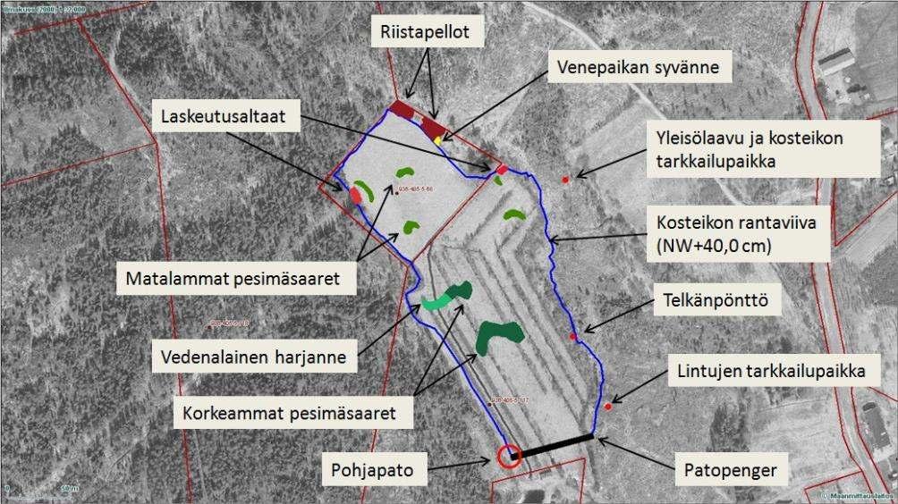 12 3.5 Selvitys kosteikkoalueen rakenteesta Kosteikkosuunnittelun lähtökohtana on luoda alueesta sekä merkittävä vesilintujen suosima ravinnonhankinta- ja poikue-elinympäristö että muutonaikainen