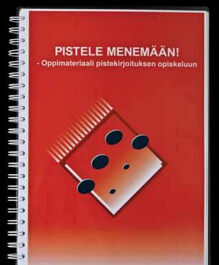 Harjoitukset on laadittu aukeamittain: toisella sivulla pisteteksti ja toisella sama teksti mustavalkoisena.