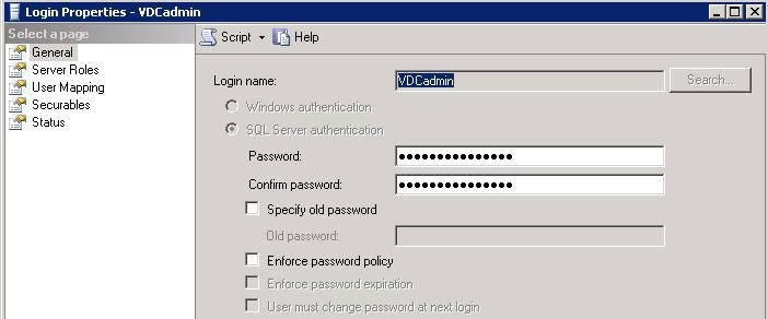 2.3 Toimenpiteet palvelimella ennen asennuksen käynnistämistä 1. Perusta Windows-käyttäjätunnus VDCadmin, salasanan voit valita vapaasti.