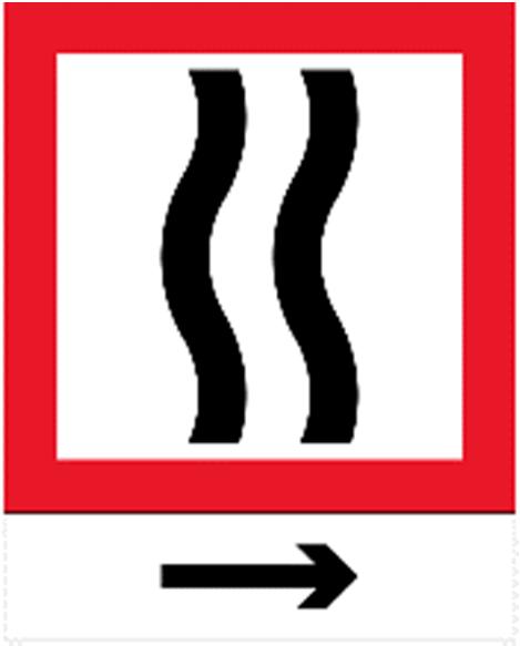 Voimakas virtaus ja virtauksen suunta 86 Väylän reuna Väylän reunaa osoittavalla merkillä varoitetaan väylän reunasta ja osoitetaan väylän reunan etäisyys
