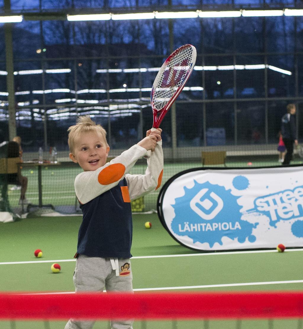 Seurojen jäsenmäärien kasvattaminen Street Tennis kiertue Yli 20 000 lasta mukana kiertueella Ilmaisia esittelytapahtumia seuroissa avoimina tapahtumina Seurojen omia koulukiertueita lisäksi Tennis