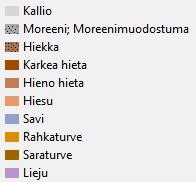 Varsinainen harju koostuu lähinnä hiekasta ja sen laiteilla on hiesua ja hietaa. Harjumuodostuman alueella on paikoin silttisiä ja savisia välikerrostumia myös hiekan ja soran alla.