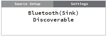 ASETUKSET C388 bluetooth-äänen vastaanottajana 1. Varmistu, että bluetooth-antenni on kytkettynä. 2. Valitse ohjelmalähteeksi Bluetooth. Näyttöön tulee ilmoitus Discoverable. 3.
