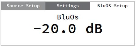 BLUOS SETUP BluOS Setup -valikko tulee näkyviin jos laitteeseen on asennettu MDC BluOS -moduli. Huomaa: BluOS Setup -valikko on käytettävissä vain kun ohjelmalähteenä on BluOS.