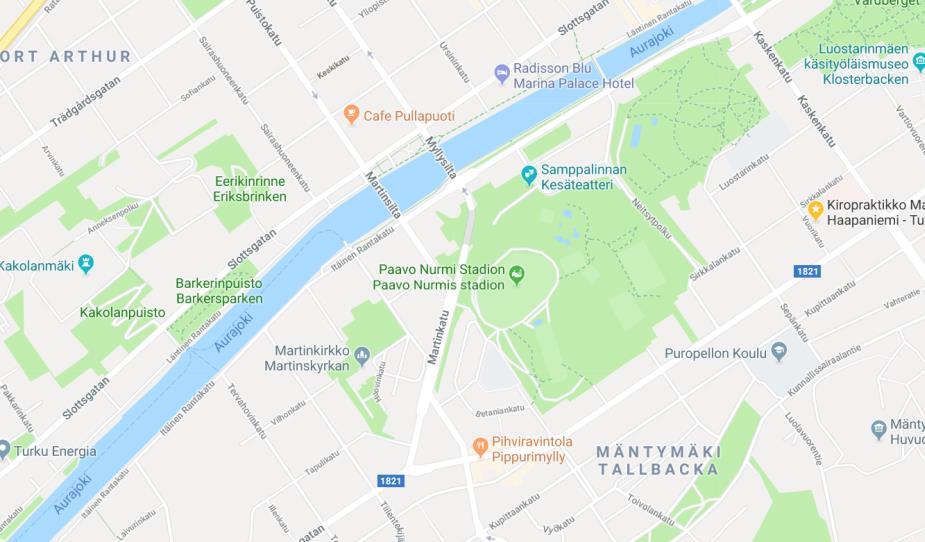 Kisapaikka-ajatuksia Kisapaikka saa parhaan näkyvyyden Turusta, kun se sijoitetaan Aurajokeen.