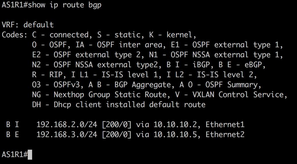 19 Kuva 14. AS1R1-reitittimen BGP:n asentamat reitit 192.168.3.0/24 -verkon localpreference attribuutin muokkaamisen jälkeen.