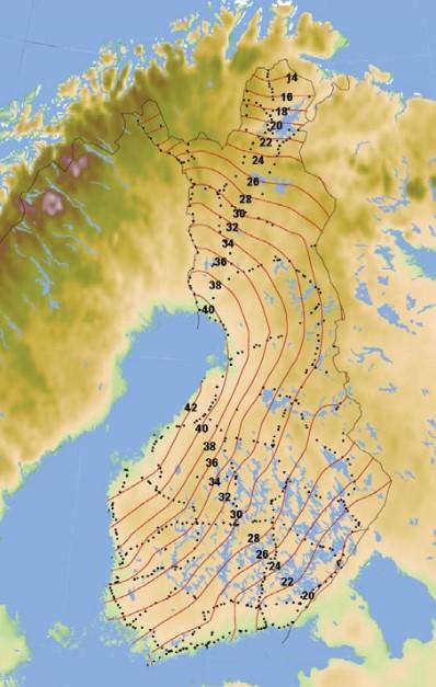 17 Kuva 8. Korkeusero senttimetreinä N60- ja N2000 korkeusjärjestelmien välillä.