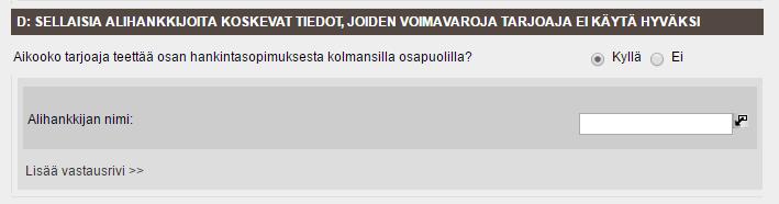 tulee liittää tarjoukseen.