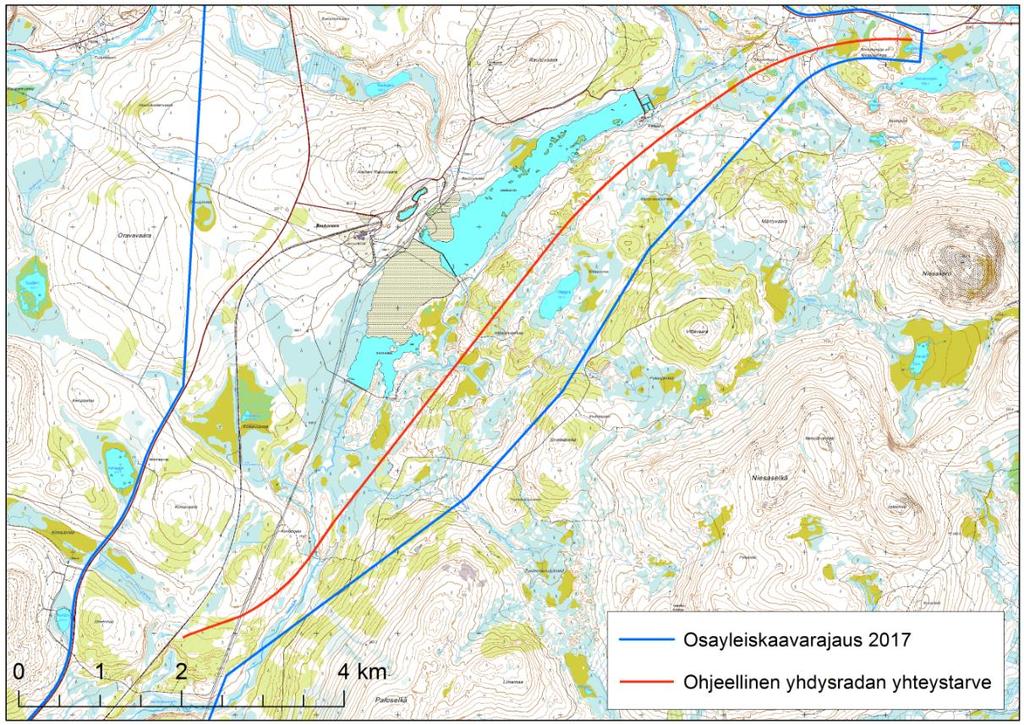 Uusi rautatielinjaus sijoittuu Rautuvaaran saostusaltaan itäpuolelle maastonmuodoiltaan melko vaihtelevaan maastoon.