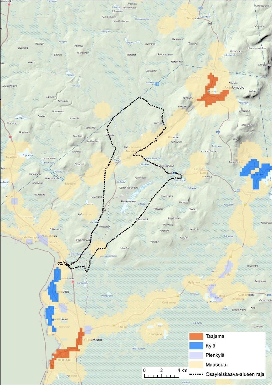 YKR aineiston mukainen yhdyskuntarakenne vuonna 2016.