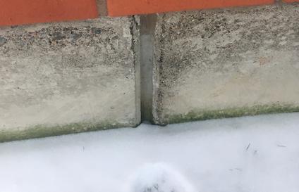 Sokkelin alareunassa havaittiin sammalkasvustoa, joka on merkki kosteudesta.