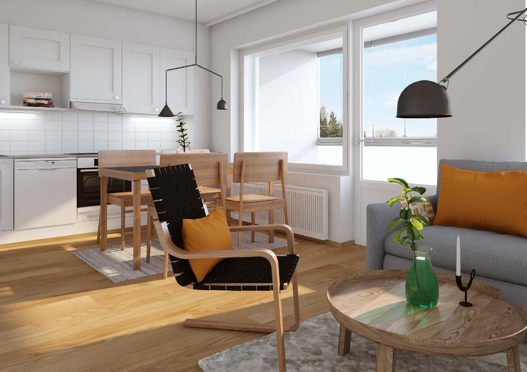 krs 2H+, 46,0 m 2 Asunnot A8, A17, A26, A33, A40 Sinulle suunniteltu Tämän päivän asunnoissa