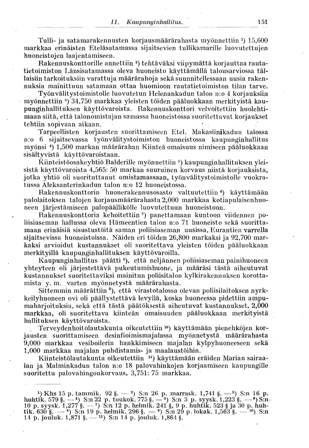 151 "II. Kaupunginhallitus.