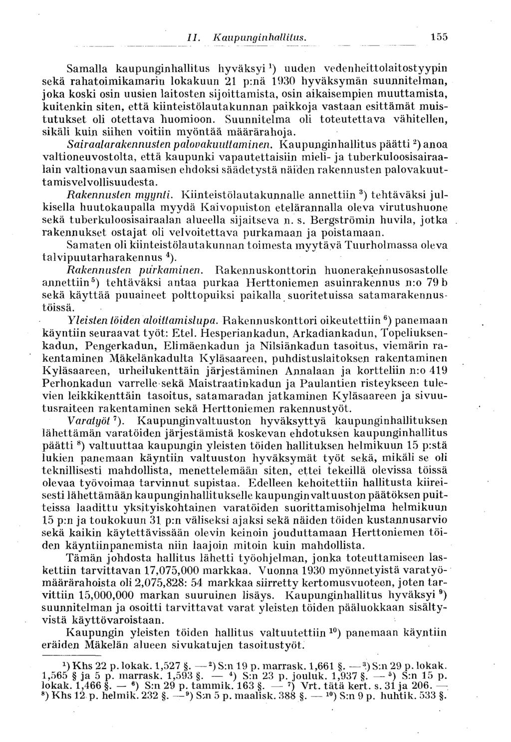 155 "II. Kaupunginhallitus.