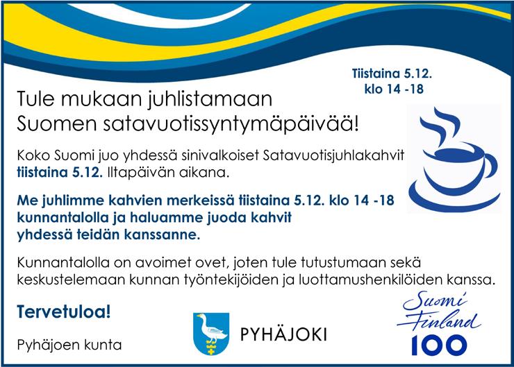 Joulunavaus Pyhäjoella Pyhäjoen Kuulumiset 2.12.2017 sivu 3 KATARIINA SORONEN Jo perinteeksi muodostunut joulunavaus järjestetään myös tänä vuonna Pyhäjoella.