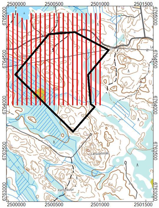 GEOLOGIAN TUTKIMUSKESKUS 96/2016 4 31.12.2016 (kuva 4). Maastomittausten peruteella todettiin mittausten magneettisen anomalian aiheutuvan emäksisen vulkaniitin magnetiittipitoisuudesta.