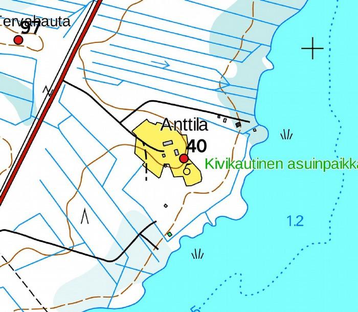 28 40 Anttila 78500047 R52L 344 02 Asuinpaikat P: 77698 I: 500648 Kivikautinen Inventointilöydöt - KM 7964:-4 Leena Tomanterä ja Marja Mustakallio inventointi 969 Z 45 m -rekisterin piste