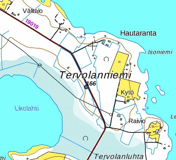 25 Uusin aika GPS-mittaus Kuvaus: Vanhan rantaniityn koillispuolella paikallistien vieressä on katoltaan