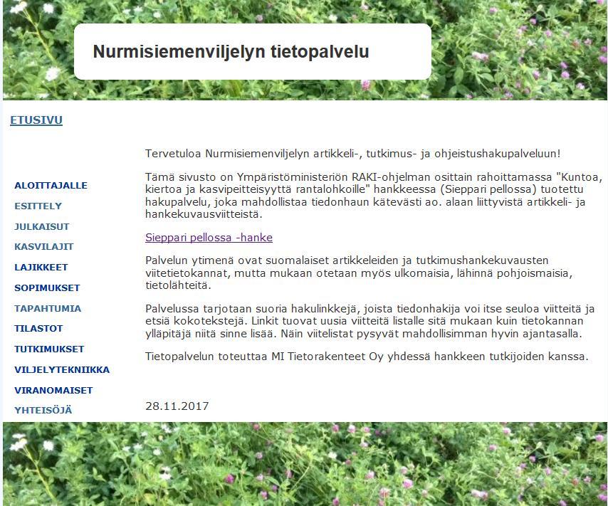 Nurmisiementuotannosta löytyy lisää infoa mm.