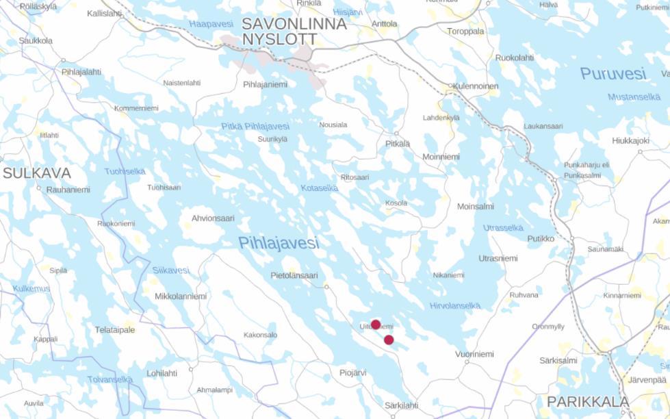 Tilalla olevien kumottavien alueiden likimäärinen sijainti on osoitettu alla olevassa kartassa.