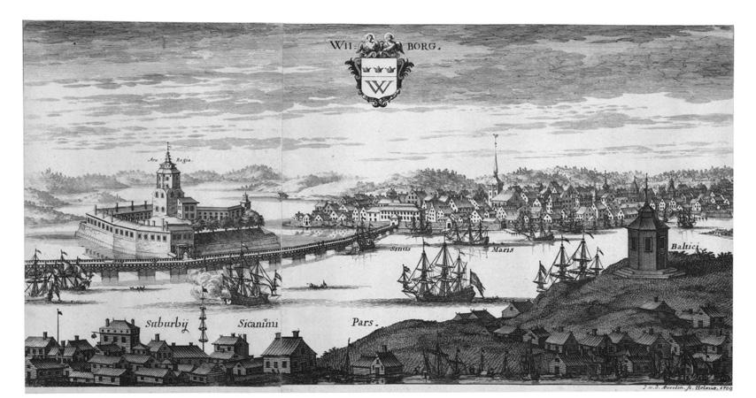 Viipurin kaupunki ja linna 1600-luvun jälkipuoliskon asussaan Erik Dahlberghin Suecia Antiqua et Hodierna -teoksen perusteella. ja 1600-luvun Viipurista.