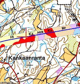 71 Kuva 4.14. Kohteen tukikerroksen, alusrakenteen ja ojien syvyydet. Km 266+350-266+800 Kohde sijaitsee kallioisella hiekkakangasalueella (kuva 4.