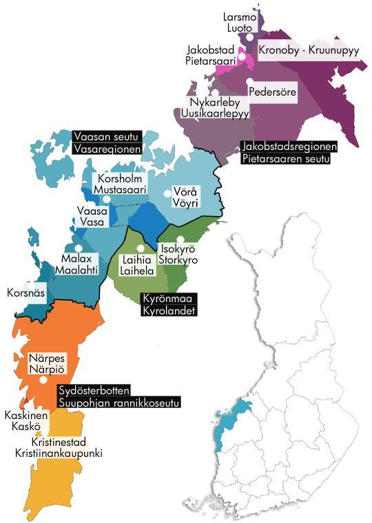 1.4. Selvitysalueen toimintaympäristö Vaasan ja Mustasaaren selvitysalue muodostaa 86 776 asukkaan alueen Pohjanlahden rannikolla, Pohjanmaan maakunnassa. Kunnat kuuluvat Vaasan seutukuntaan.