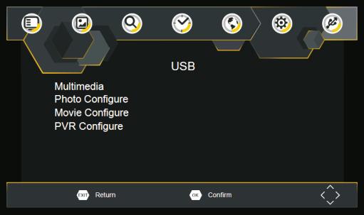 Ensimmäinen asennus USB Käytä valikkoa painamalla SETUP-painiketta ja valitse sitten USB.