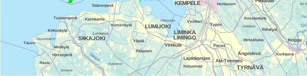 Näkymien päätteenä on matalat rannikkoalueet tai Oulun edustan pienet saaret.