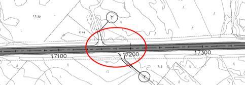Y-tieliittymä n. plv. 17100-17200 Sivu 11 Yksityistieliittymistä näkemät valtatielle ovat melko lyhyet lännen suuntaan.