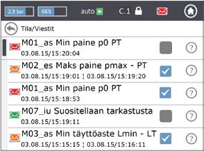 Valikko Parametrit/