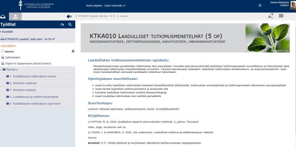 Aineopintojen laadullinen tutkimusmenetelmäkurssi Kesto n. 3kk Opiskelijoita n.