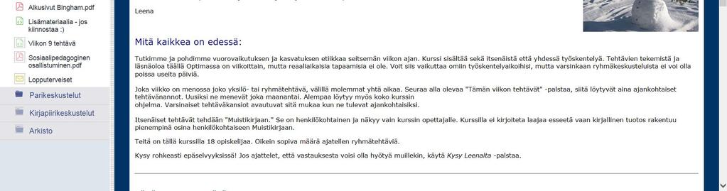 ehdot (5op) 7 viikkoa, 18