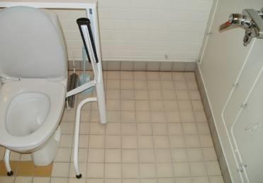 Käsitukiin kuuluvan telineen jalka haittaa pyörätuolilla pääsemistä wc-istuimen viereen (kuva 9). Oikealta puolelta istuimelle siirtymistä voi haitata paperiteline. KUVA 8.
