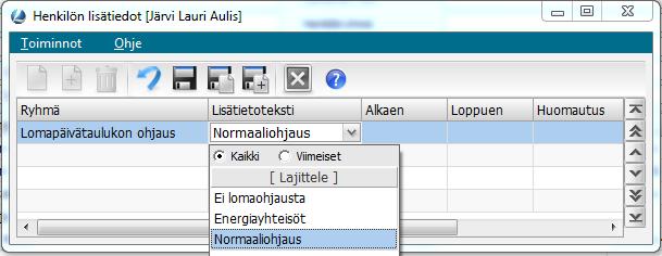 2.4 Lomaoikeus perinteisessä lomalaskennassa Jos henkilön Työsuhde-ikkunassa ei ole tallennettu kertyneiden lomapäivien lukumäärää Lomapäivät-kenttään, eikä lomalaskentaa ole Ei lomaa -ohjauksella