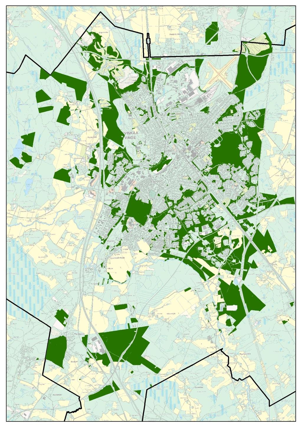 LIITE 1: Hyvinkään kaupungin metsät Hyvinkään kaupungin mistamista metsistä 92% sijaitseen heisen kuvan alueella.