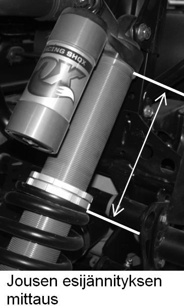 AJONEUVON HUOLTO Jousitus Jousituksen säätö (RZR S Premium ja RZR 4) Sekä etu- että taka-akselin iskunvaimentajien jousien esijännitystä voi säätää kiertämällä iskunvaimentimen rungon säätörenkaita.